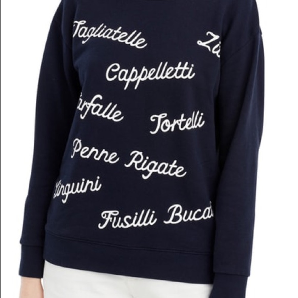 J.Crew Pasta Crewneck,Navy Blue Graphic sweatshirt